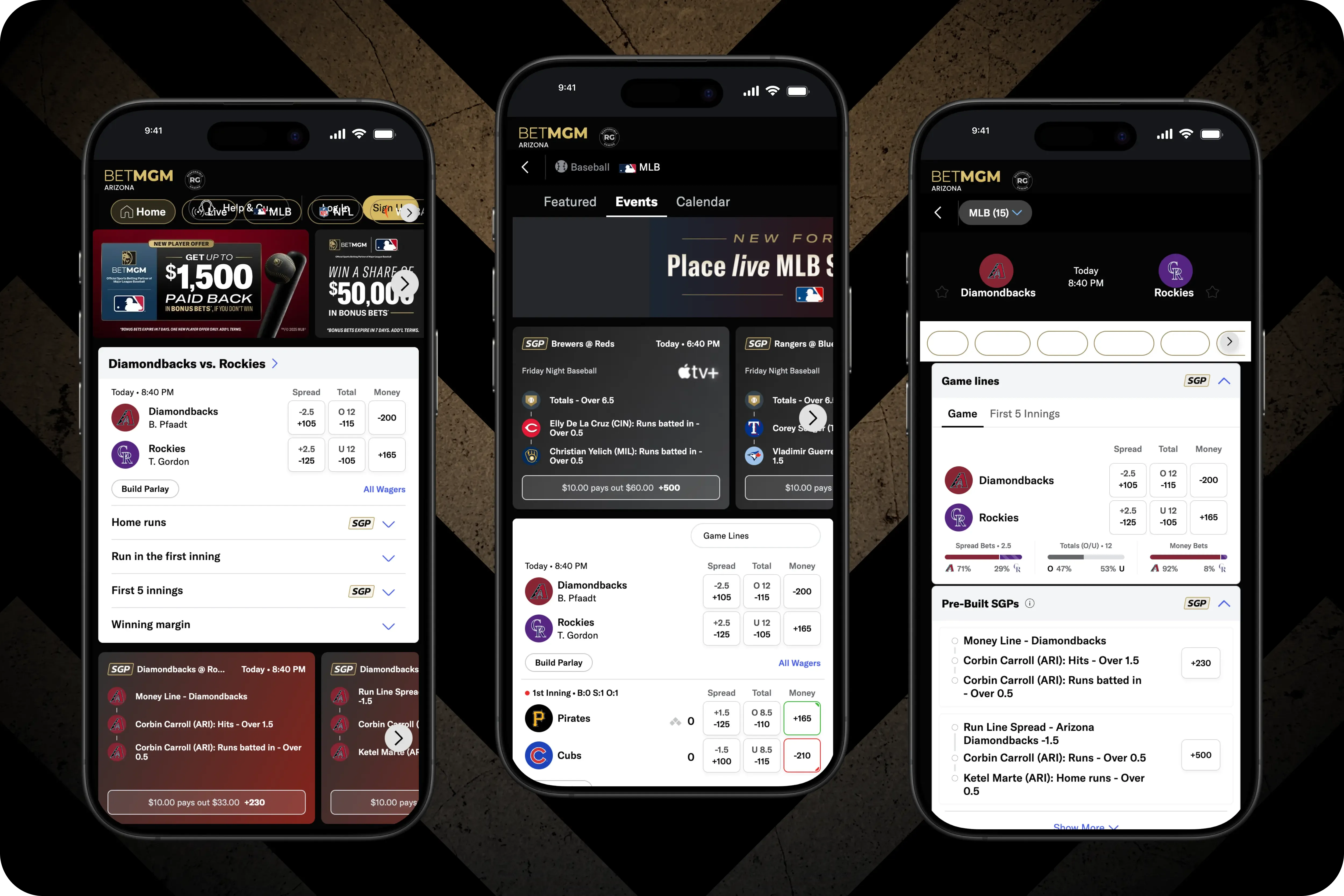BetMGM Sportsbook Mobile App Interface - Moneyline.webp