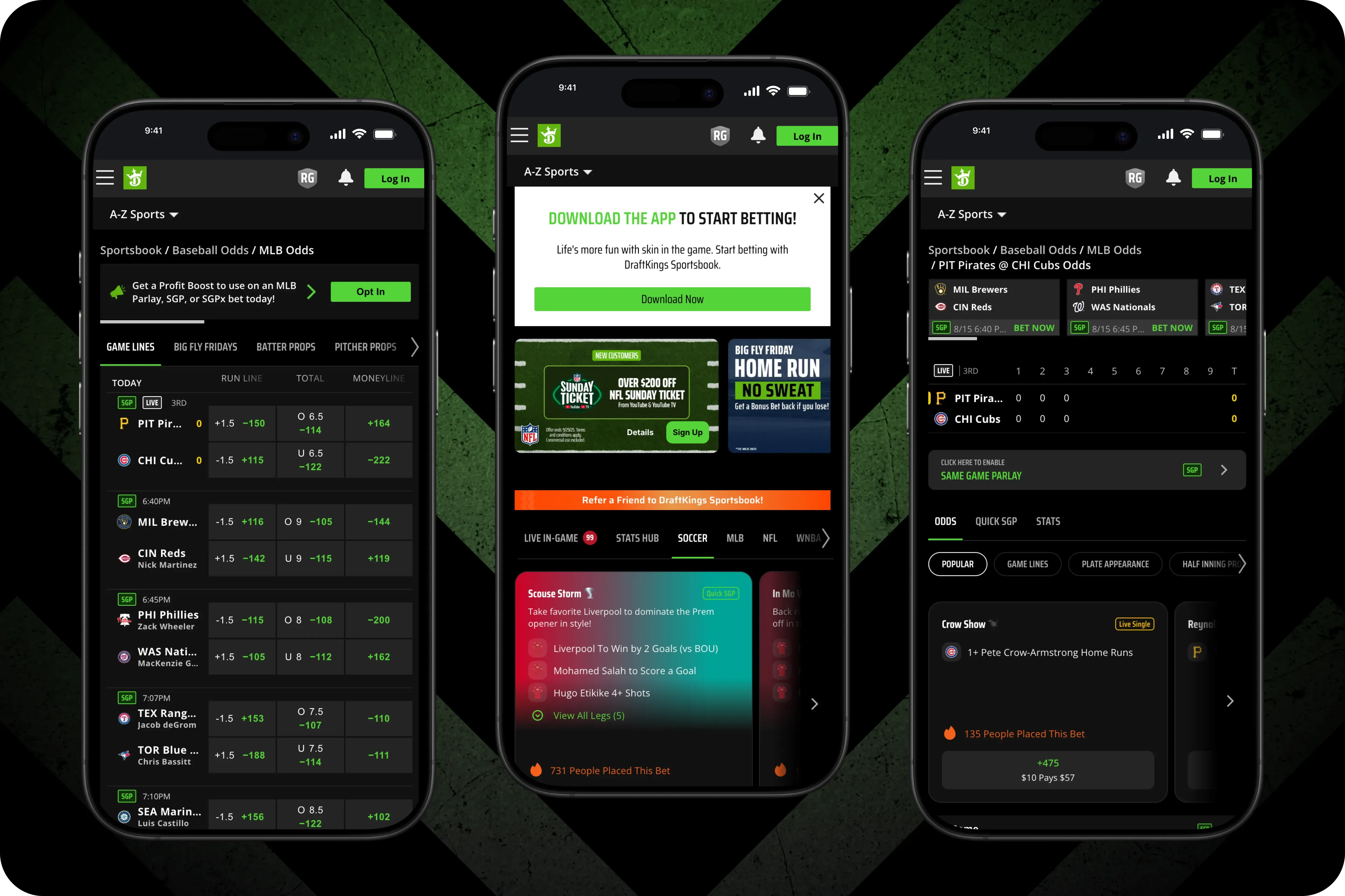 DraftKings Sportsbook Mobile App Interface - Moneyline.webp