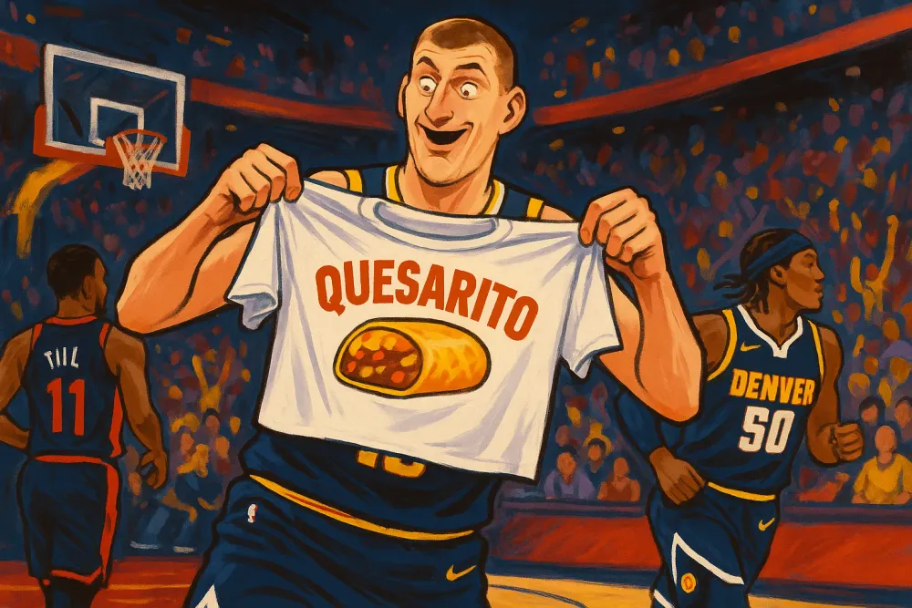 Denver Nuggets Celebrate Nikola Jokić with Quesarito-Themed T-Shirts