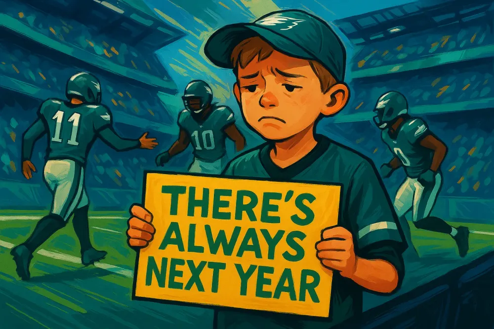 Young Eagles Fan Reacts to Heartbreaking Wild Card Loss