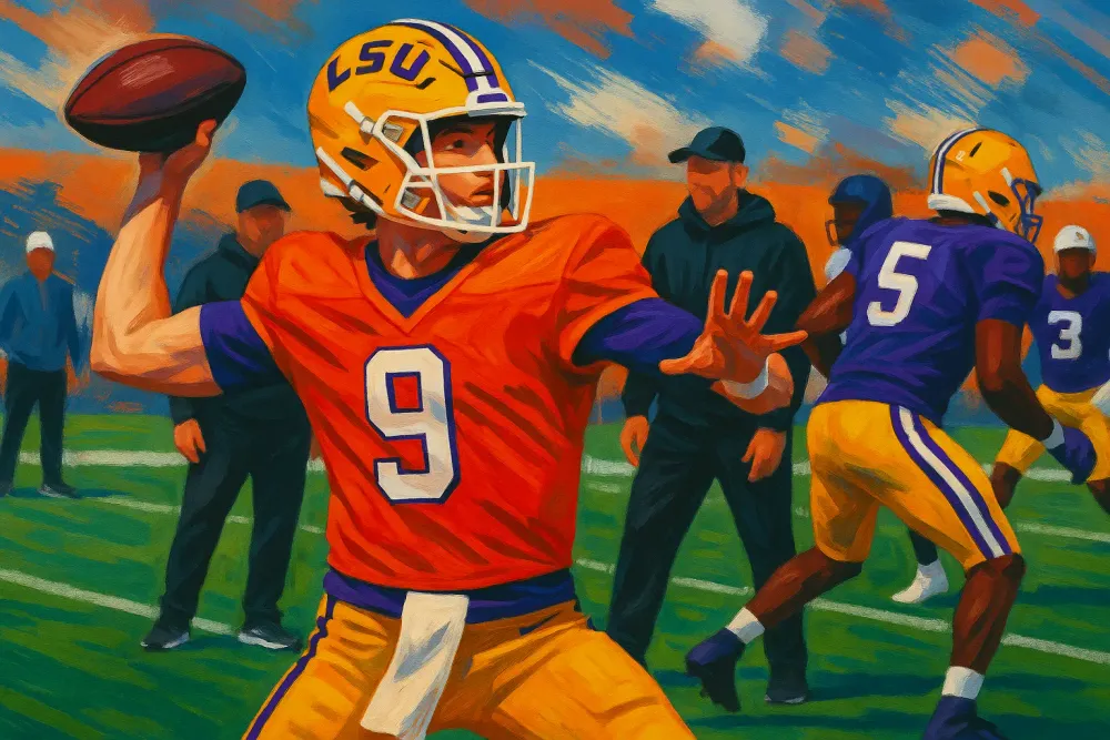 LSU's Garrett Nussmeier Shines at Senior Bowl Practice