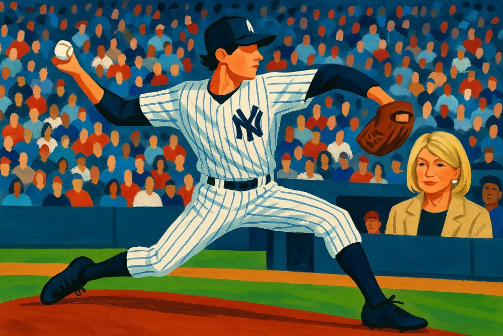 Jack Hughes Celebrates Gold with Yankees at Home Opener