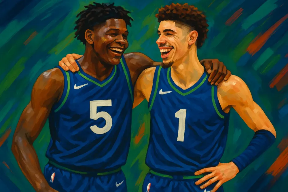 Timberwolves' Edwards and Ball Team Up to Clean Up Interview