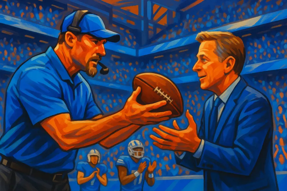 Lions Honor Announcer Dan Miller with Game Ball After