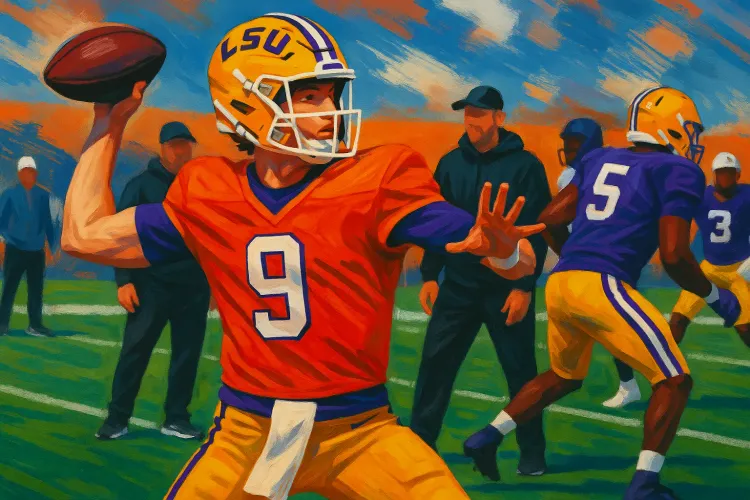 LSU's Garrett Nussmeier Shines at Senior Bowl Practice