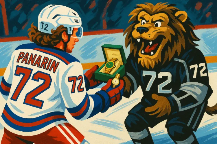 Artemi Panarin Gifts Rolex to Kings Mascot Bailey in Fun Gesture