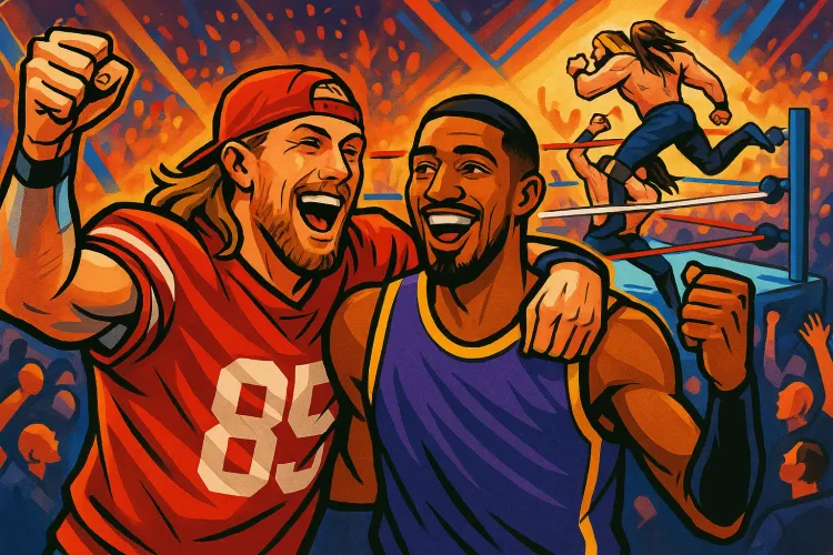 George Kittle Chugs Beer for Tyrese Haliburton at WrestleMania 42