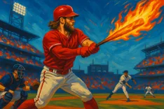 Bryce Harper Unveils Custom Fire-Themed Bat Ahead of Players' Weekend