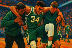 Giannis Antetokounmpo Leaves Game with Groin Injury: Bucks' Playoff Hopes in Jeopardy