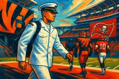 Cincinnati Bengals Rookie Landon Robinson Arrives in Navy Uniform